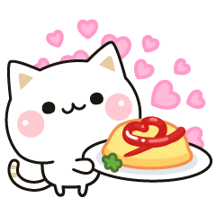 [LINEスタンプ] 気づかいのできるネコ♪励ましごはん編