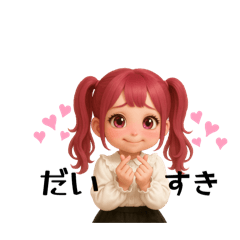 [LINEスタンプ] 赤髪ツインテールちゃんの推し活。