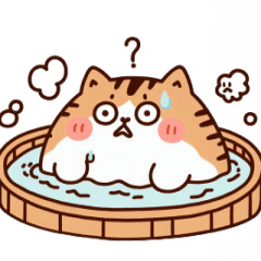 [LINEスタンプ] お風呂猫 疑問,