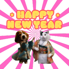 [LINEスタンプ] 動く！新年猫ミーム(2026)