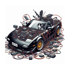 [LINEスタンプ] 伝説のオープンカー