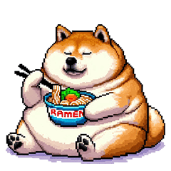 [LINEスタンプ] 食べるの大好き太っちょ柴犬 グルメ