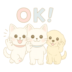 [LINEスタンプ] 白猫姉妹とミニチュアダックス(日常会話)
