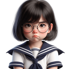 [LINEスタンプ] メガネをかけたかわいい女の子 （NT） v.1
