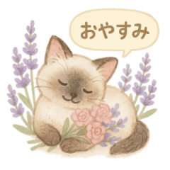 [LINEスタンプ] 水彩ねこ＊季節の花スタンプ
