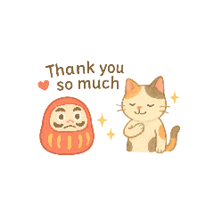 [LINEスタンプ] 三毛猫とだるまのスタンプ3英語v