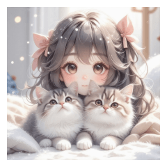 [LINEスタンプ] 少女と子猫