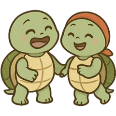 [LINEスタンプ] 大きなカメと小さなカメののんびりライフ