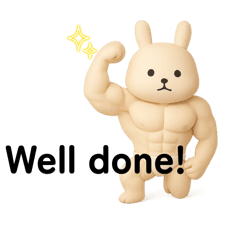 [LINEスタンプ] マッスル白うさぎ3D英語挨拶