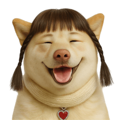 [LINEスタンプ] かわいいおさげ髪の犬 （NT）