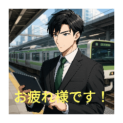 [LINEスタンプ] エリートサラリーマンと電車