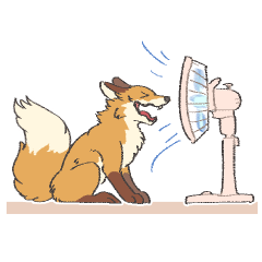 [LINEスタンプ] うごくきつね（夏っぽい）