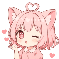 [LINEスタンプ] 猫耳ワンピースピンクの女の子2
