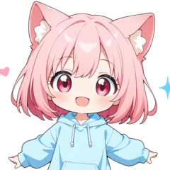 [LINEスタンプ] 猫耳パーカーの女の子スタンプ（彩）