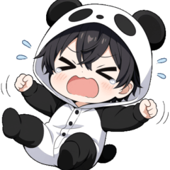 [LINEスタンプ] パンダ着ぐるみの男の子