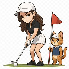 [LINEスタンプ] セクシーゴルフ女子＆猫キャディ