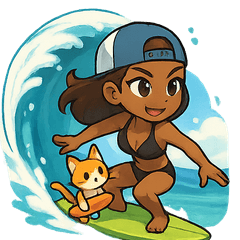 [LINEスタンプ] サーファー水着女子と猫スタンプ
