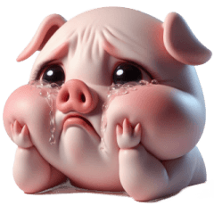 [LINEスタンプ] 悲しげなピンクブタ
