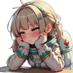 [LINEスタンプ] 宇宙服を着たがっかりした表情の女性