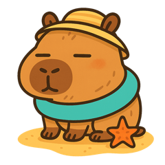 [LINEスタンプ] 夏だ！海だ！イトメカピバラだ！