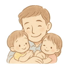 [LINEスタンプ] 育児パパと姉妹