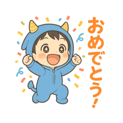 [LINEスタンプ] おにちゃん【青】