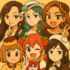 [LINEスタンプ] 甘くてかわいいスイーツガールズの画像（メイン）