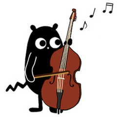 [LINEスタンプ] くろこげ♪チェロ、コントラバス弾く