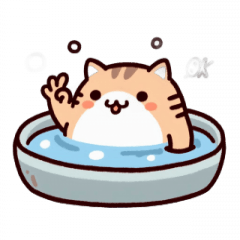 [LINEスタンプ] お風呂猫 OK,