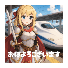 [LINEスタンプ] 女子戦士と新幹線のコラボです！