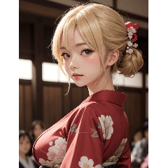 [LINEスタンプ] 金髪の着物の女の子の写真