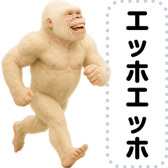 [LINEスタンプ] エッホエッホ 白ゴリラ みんなに伝えなきゃ