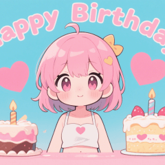 [LINEスタンプ] ピンクナナ「お誕生日おめでとう」