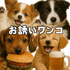 [LINEスタンプ] お誘いワンコ