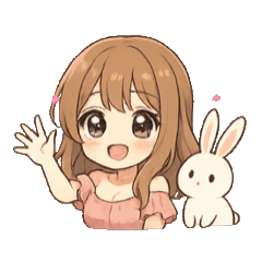 [LINEスタンプ] 動く！うるうるガールと白うさぎの日常