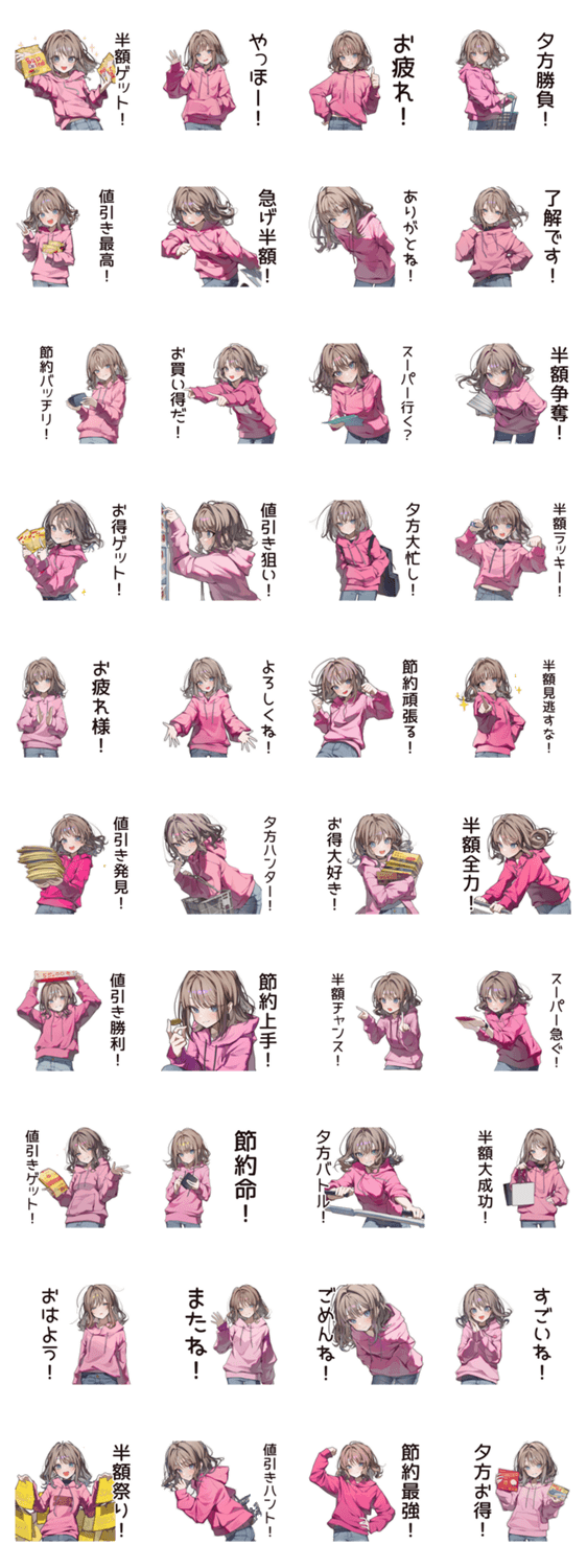 半額ハンター★節約ちゃん♡のスタンプ詳細