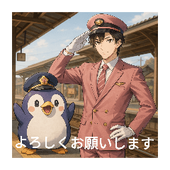 [LINEスタンプ] ペンギンと鉄道員のコラボ