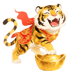 [LINEスタンプ] 金塊で金運アップ、虎神 - 金運