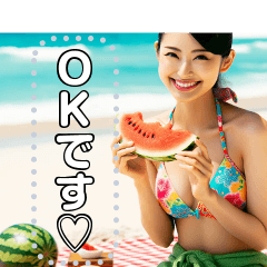 [LINEスタンプ] 夏すいか♡お姉さん