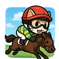 [LINEスタンプ] 猫ジョッキーの全力競馬スタンプ