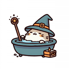 [LINEスタンプ] お風呂猫 魔法,