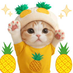 [LINEスタンプ] パイナップル帽 可愛いスコティッシュ猫