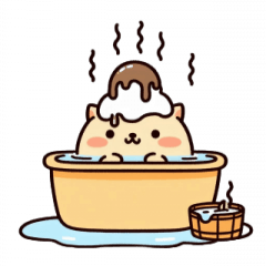 [LINEスタンプ] お風呂猫 落ち着いて,