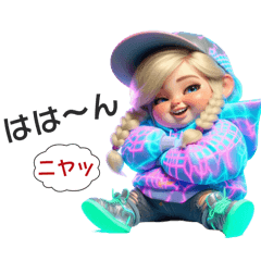 [LINEスタンプ] ネオンカラーの女の子✨ ぽっちゃりver.