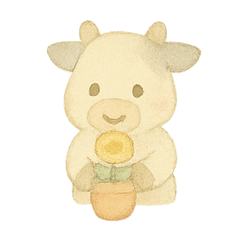 [LINEスタンプ] 水彩のやさしい牛さん もーこ
