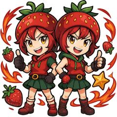 [LINEスタンプ] かわいいいちご姉妹のいちか＆いちの