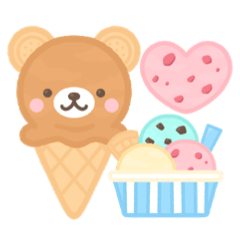 [LINEスタンプ] アイスクリーム♪もこもこスタンプデコ