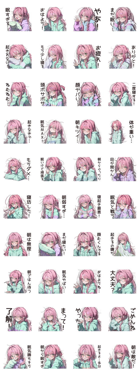 朝眠すぎ★寝起きボサ子のスタンプ詳細