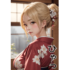 [LINEスタンプ] 金髪の着物の女の子の日常