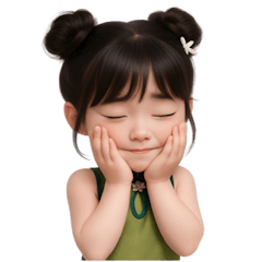 [LINEスタンプ] かわいい緑色の中国の女の子  (NT)